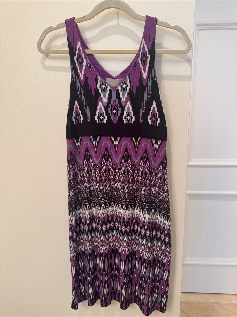 Athleta Purple and Black Geometric Sleeveless Dress